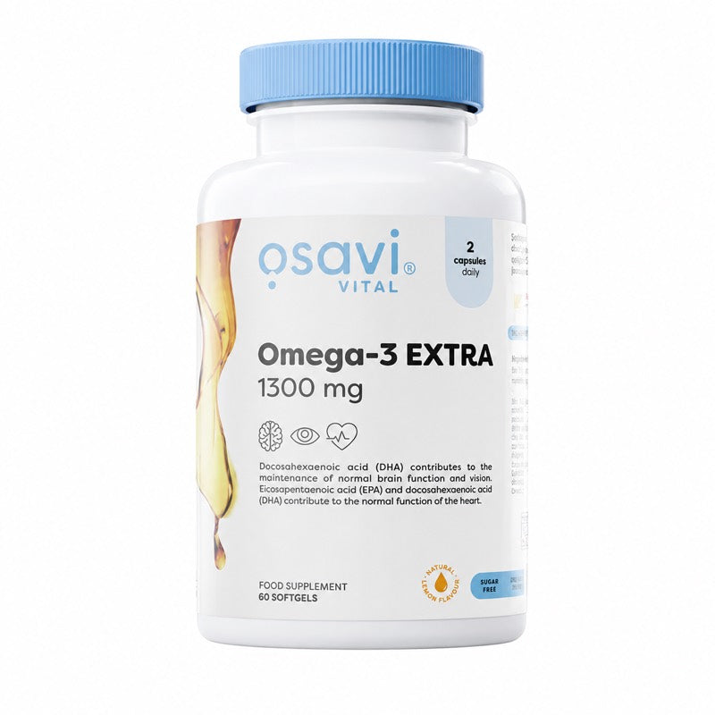 Osavi Omega-3 EXTRA 1300mg lemon flavour 60 softgels bottle
