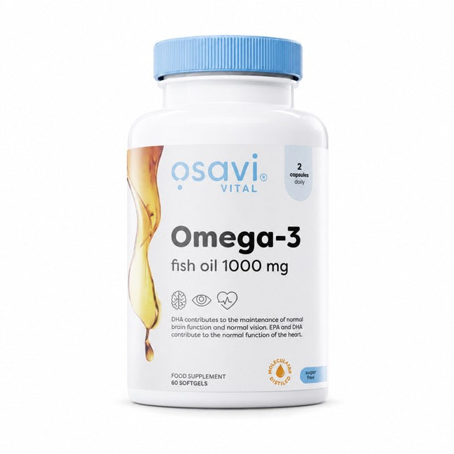 Osavi Omega-3 Fish Oil 1000mg lemon flavour 60 softgels bottle