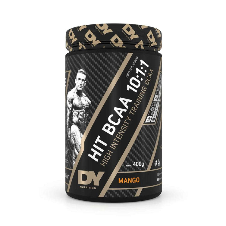 DY Nutrition HIT BCAA 10:1:1 400g tub, Mango flavour, front of pack