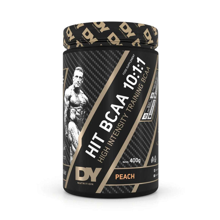 DY Nutrition HIT BCAA 10:1:1 400g tub, Peach flavour, front of pack