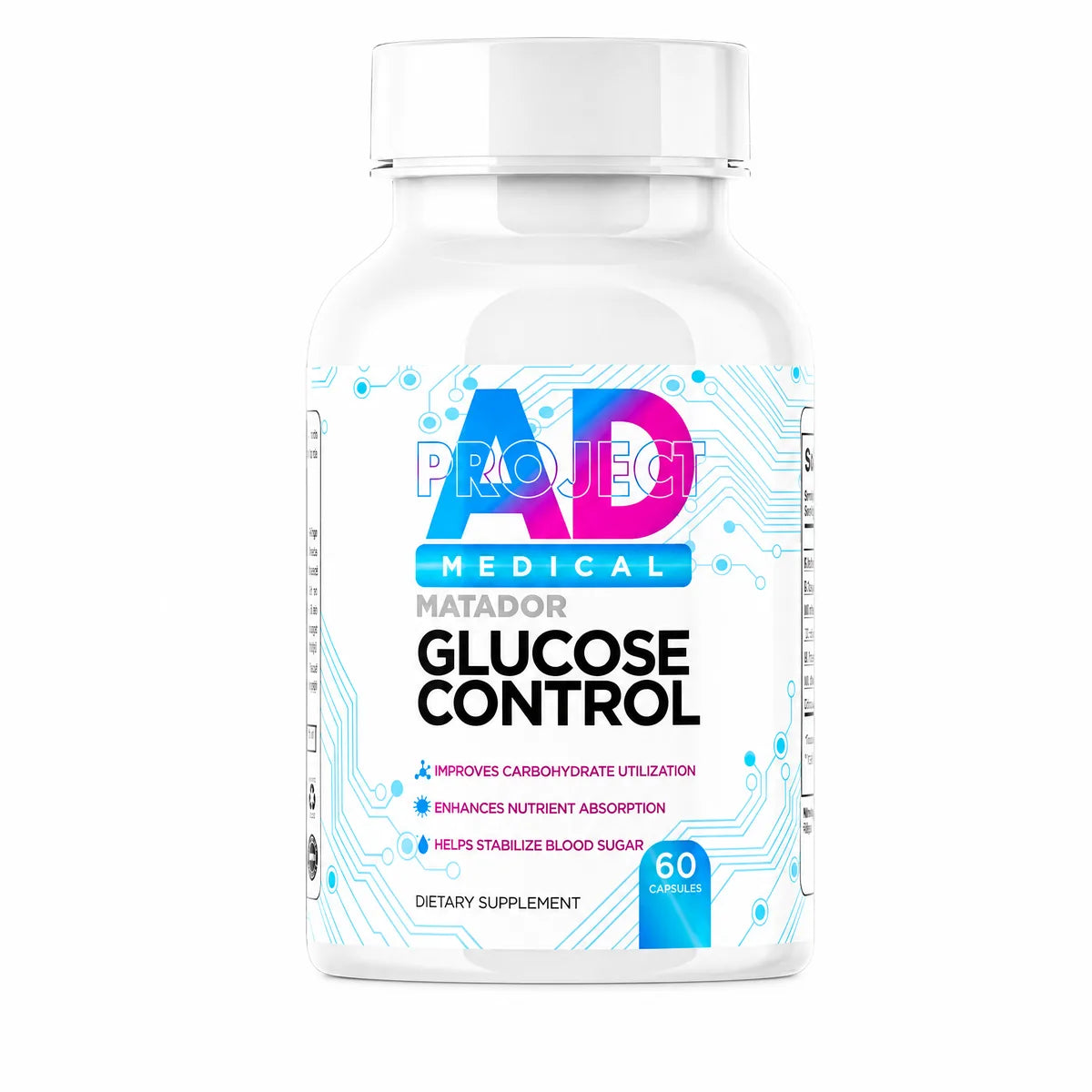 Project AD Matador Glucose Control, 60 capsule bottle, front view