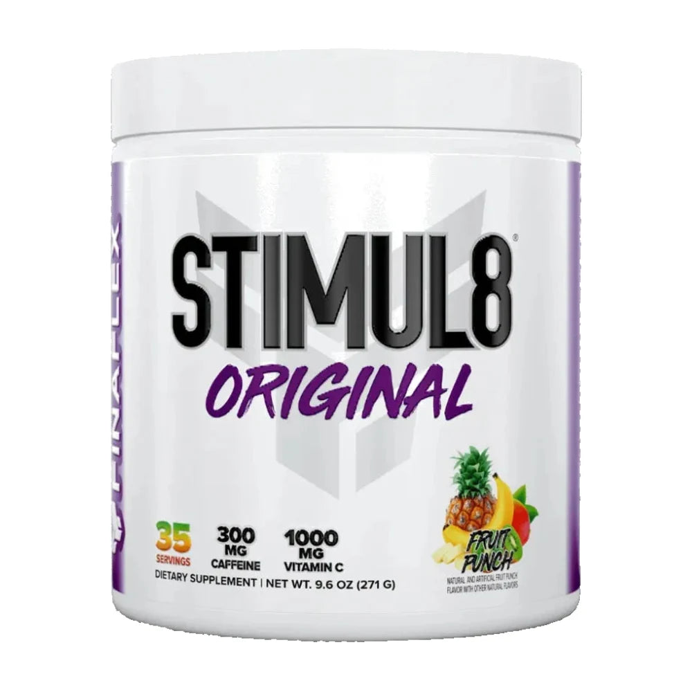 Finaflex STIMUL8 Original pre-workout tub, Fruit Punch flavour, 35 servings