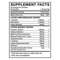 liftednutra lifted preworkout supplement facts