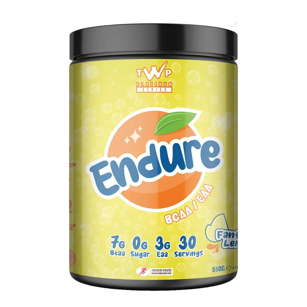 TWP Nutrition Endure BCAA + EAA 510g tub, Fantastic Lemon, front of pack on white background