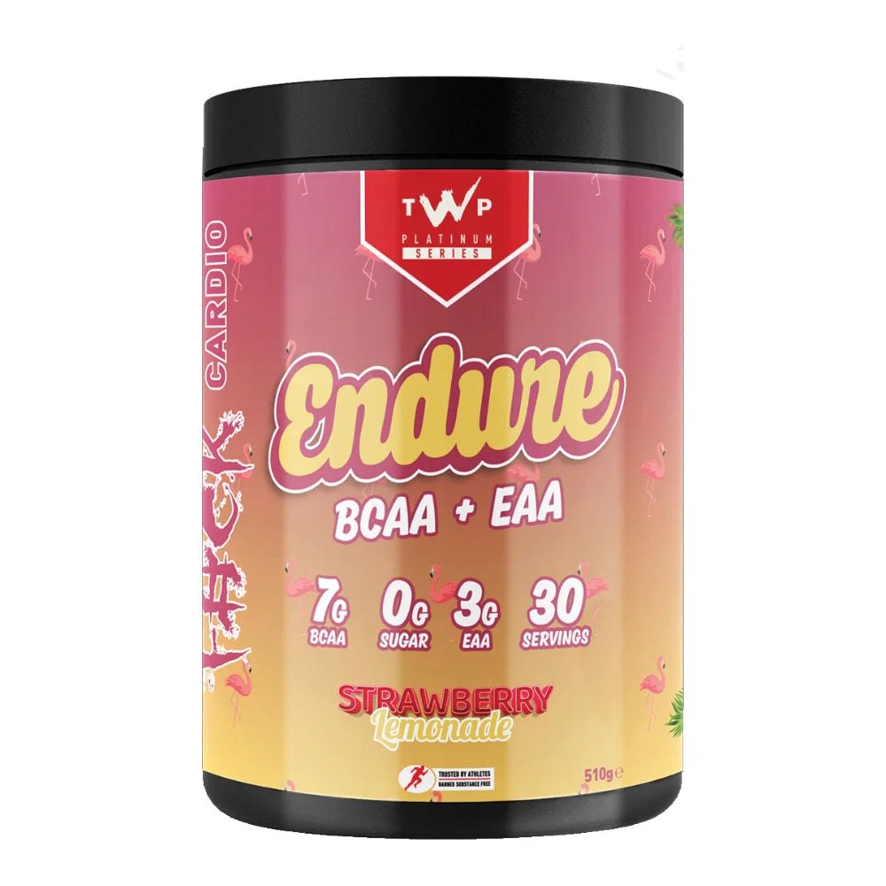 TWP Nutrition Endure BCAA + EAA 510g tub, Strawberry Lemonade, front of pack on white background