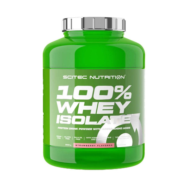 Scitec Nutrition 100% Whey Isolate, large green tub, front of pack