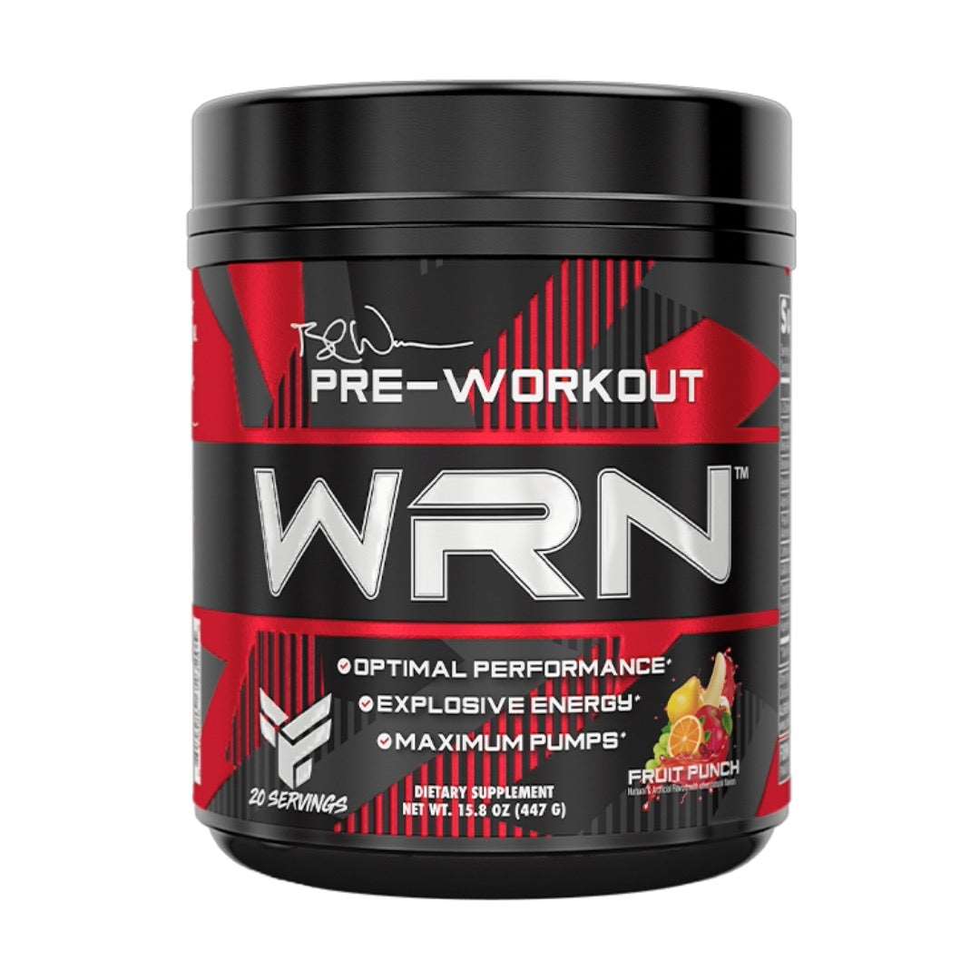 wrn, preworkout, fruit punch, front packet 